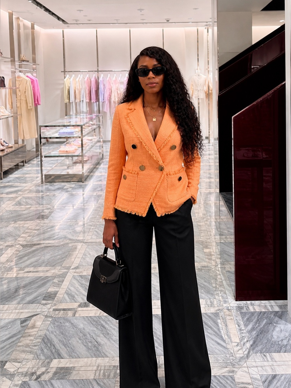 House of Harlow 1960 Peach Frayed Blazer